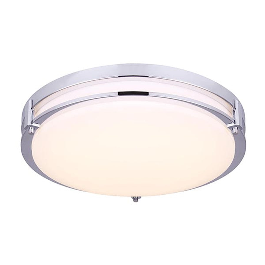 Canarm Gilda 16in 1-Light LED Flush Mount | Modern Chrome Metal | Hallway & Bedroom Ceiling Light | 16 x 16 x 4 in | Model LFM112A16CH