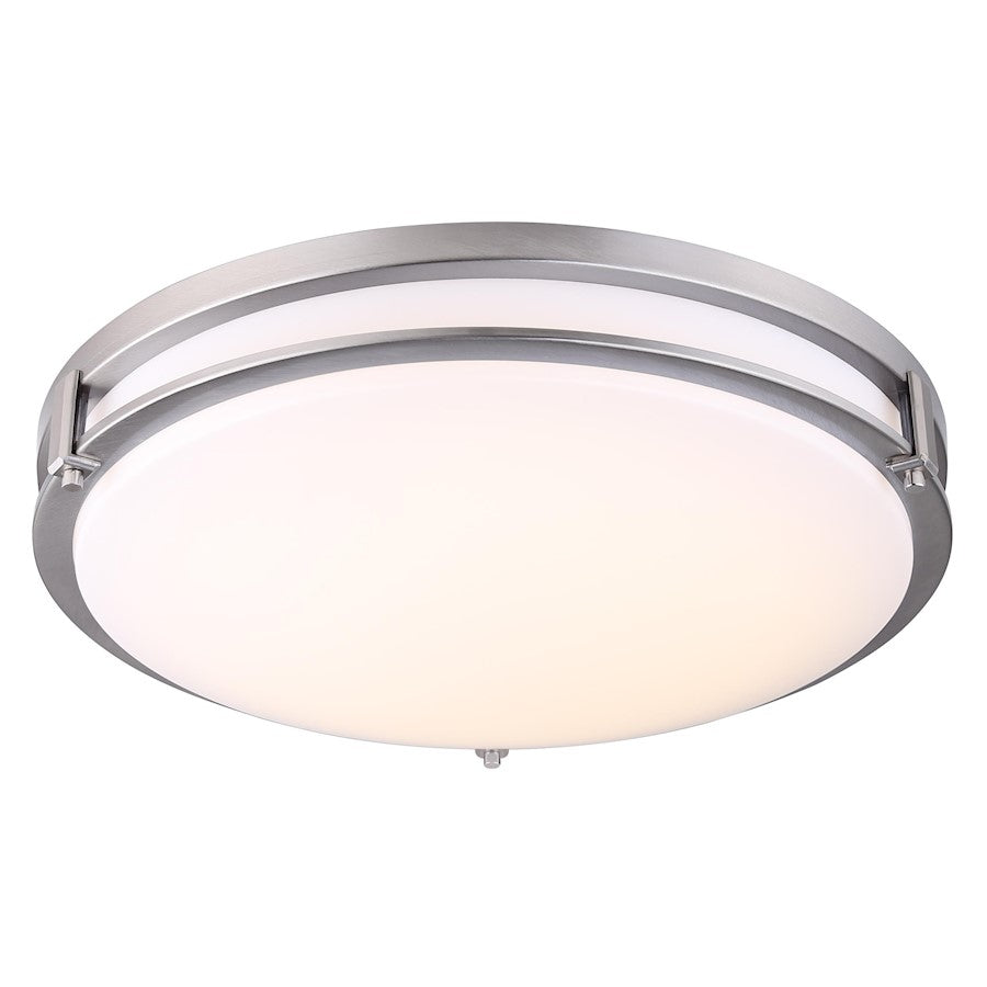 Canarm Gilda 19in LED Flush Mount | Modern Brushed Nickel and White Acrylic | Kitchen & Bathroom Ceiling Light | 19 x 19 x 4 in | Model LFM228A19BN