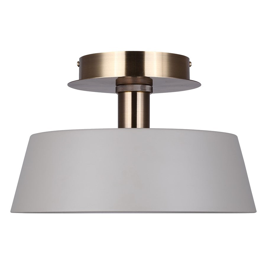 Canarm Jessa 13in LED Flush Mount | Modern Matte Gray and Gold Metal | Bedroom & Kitchen Ceiling Light | 12.75 x 12.75 x 8.13 in | Model LFM263A13GYG