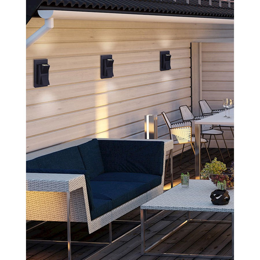 Canarm Lane 4in 1-Light LED Outdoor Wall Sconce | Modern Black and Clear Glass | Entryway & Covered Patio | 4.25 x 3.12 x 8 in | Model LOL390BK