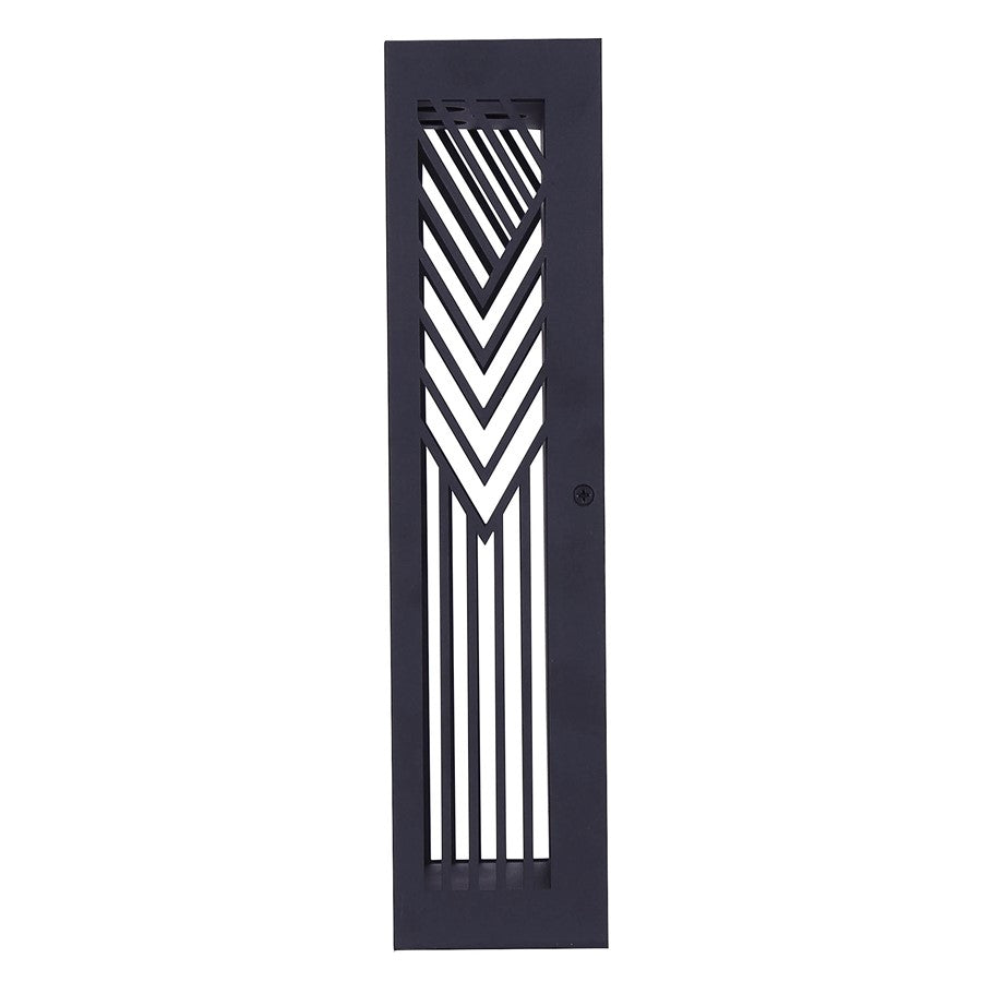 Canarm Zene 4in 1-Light LED Outdoor Wall Lantern | Sand Black and Geometric Cut-Outs | Porch & Entryway | 4 x 3 x 13 in, Wet Rated | Model LOL659BK