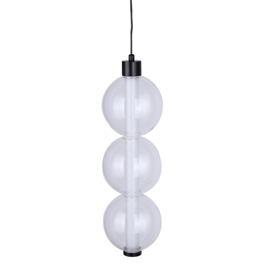 Canarm Melody 5in 1-Light LED Pendant | Matte Black and Clear Bubble Glass Shade | Kitchen Island & Dining Room | 5 x 5 x 19 in | Model LPL316A01BK