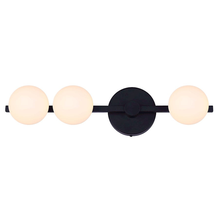 Canarm Nylah 21in 3-Light LED Track Light | Industrial Matte Black and Flat Opal Glass | Kitchen & Living Room | 21 x 6 x 5 in | Model LT233A03BK