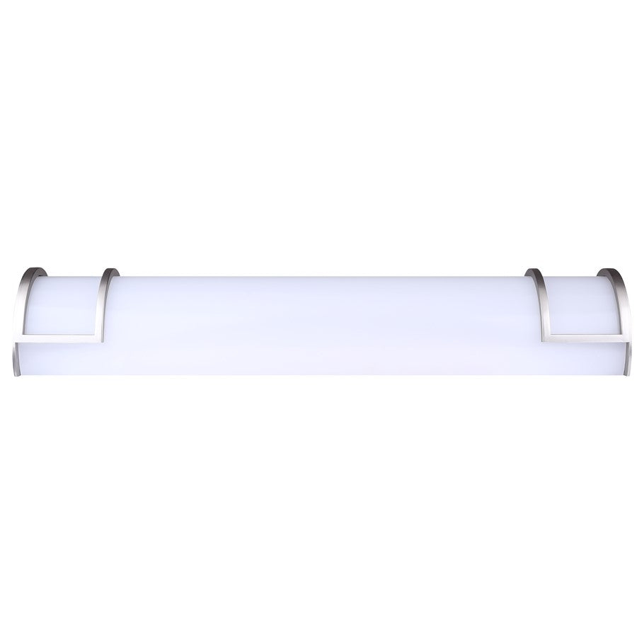 Canarm Madison 24.75in 1-Light LED Bathroom Vanity | Modern Brushed Nickel and Frosted Acrylic | Bathroom Grooming & Makeup | Model LVL328A24BN