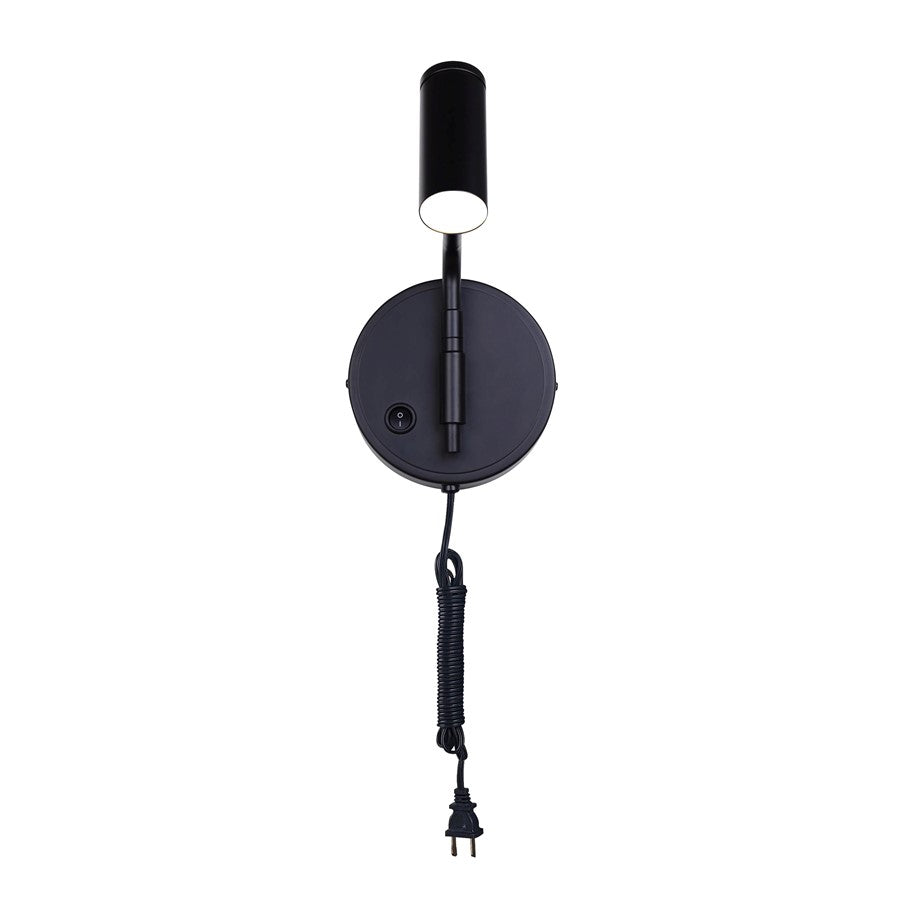 Canarm Teo 6in 1-Light LED Sconce | Modern Matte Black Metal | Bedroom & Office Accent Light | 400 Lumens, 3000K, Dimmable | Model LWF260A01BK