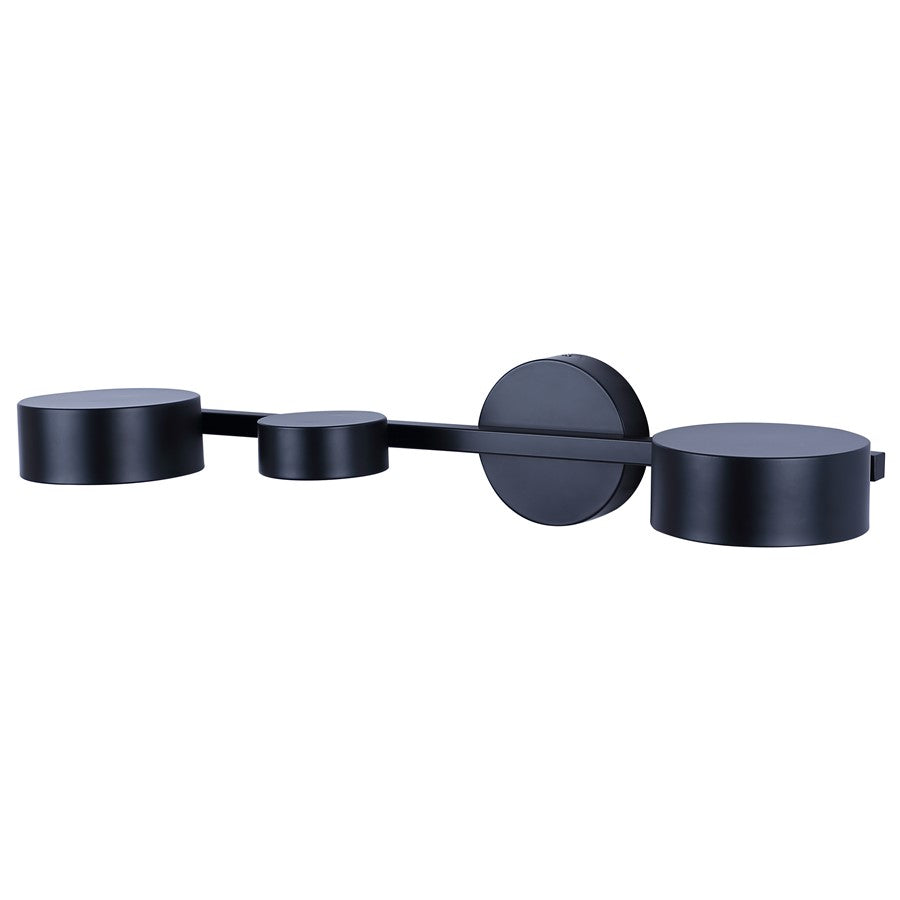 Canarm Montgomery 27.87in 3-Light LED Sconce | Modern Matte Black and Acrylic | Bathroom Vanity & Hallway | 27.87 x 8.37 x 5.12 in | Model LWF315A03BK
