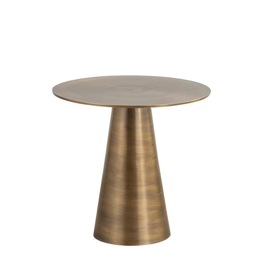 Canarm Sona 19in Round Accent Table | Antique Brass Aluminum | Living Room & Bedroom Side Table | 19 x 19 x 18 in | Model OM-22025