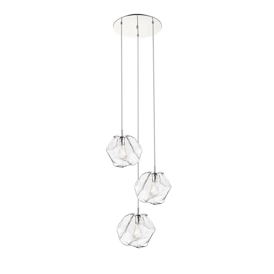 Canarm Rockport 3-Light Pendant | Chrome Metal | Kitchen Island & Dining Room | 24 x 24 x 16 in | Model P0488-03CH