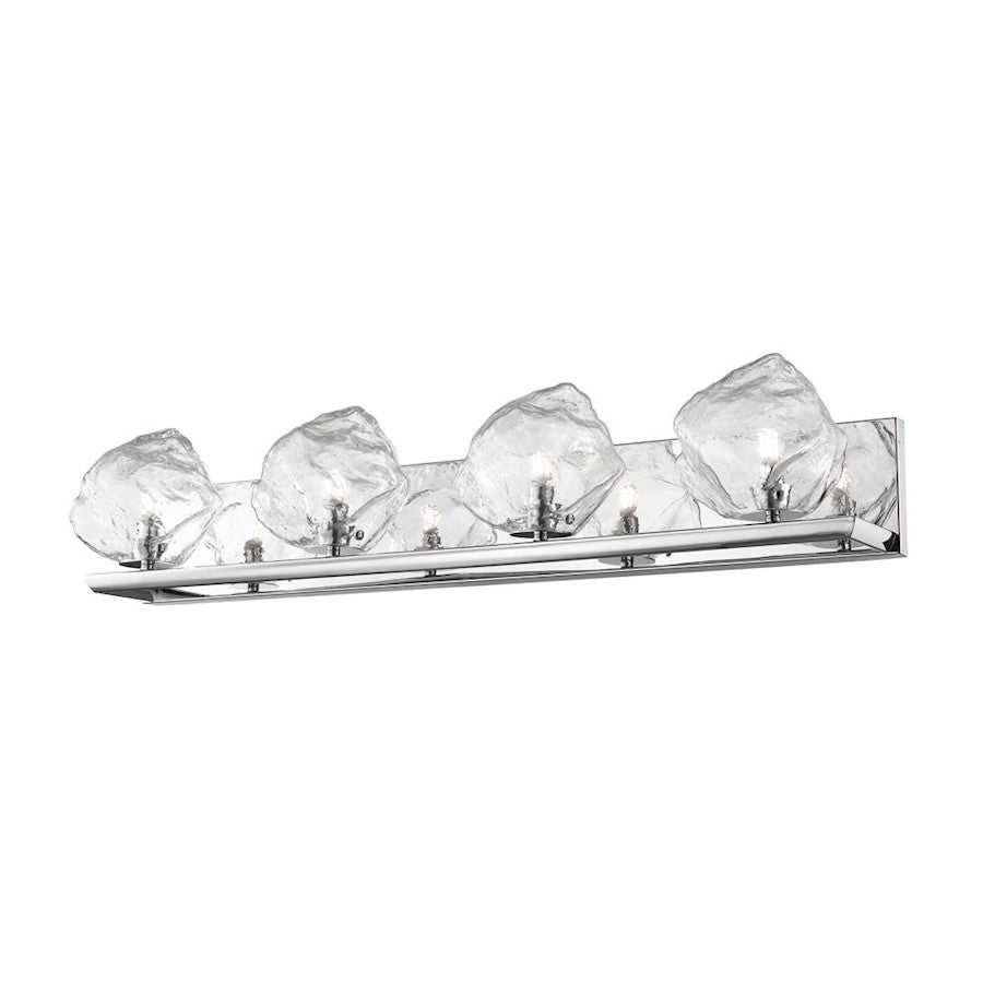 Canarm Rockport 32in 4-Light Vanity Light | Chrome Metal | Bathroom & Powder Room | 32 x 8 x 8 in | Model W0488-04CH