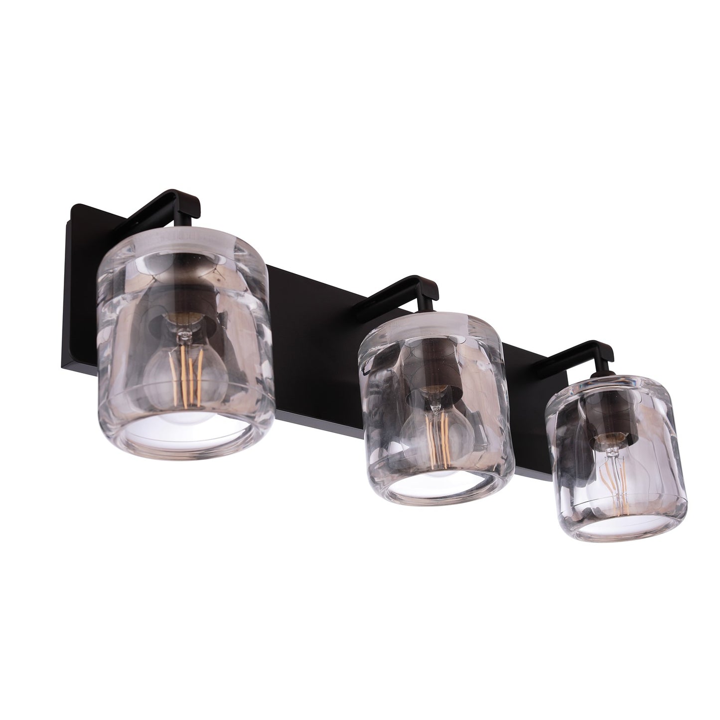 Craftmade Andie 3 Light Vanity, Flat Black/Clear