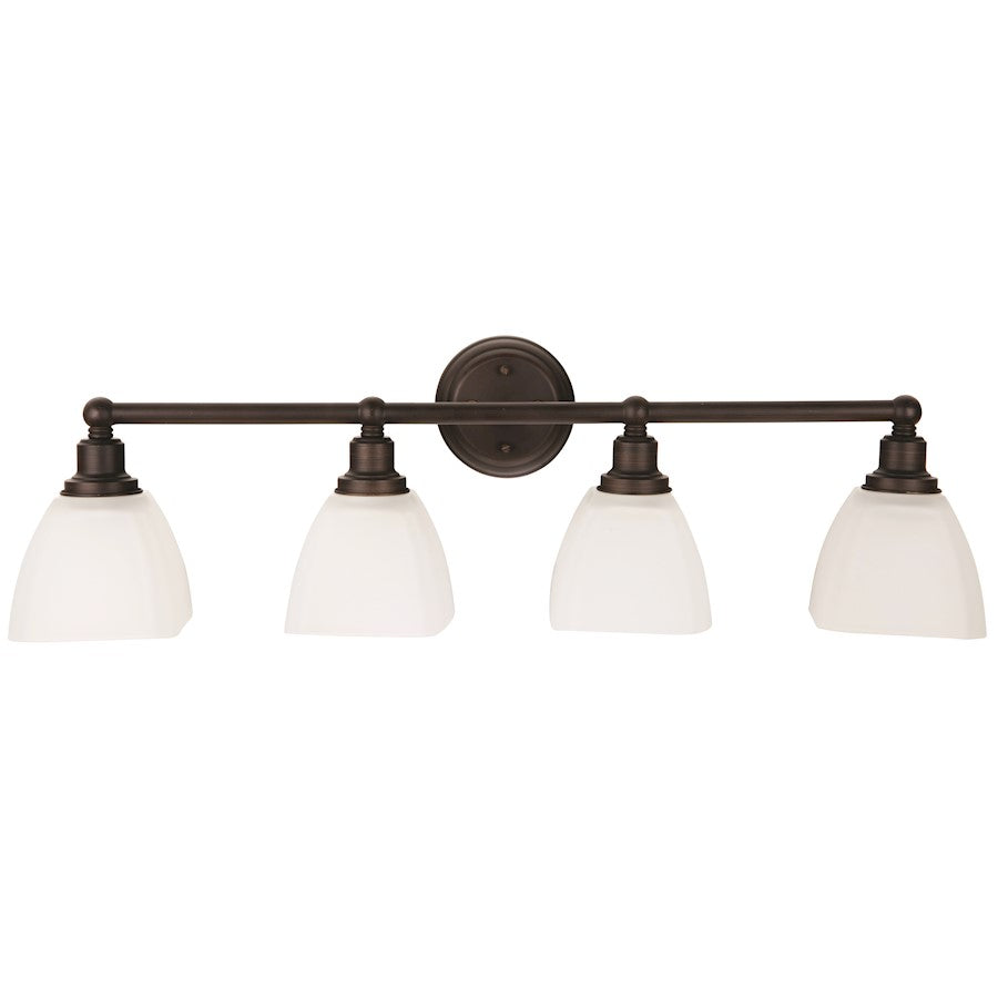 4 Light Vanity Bronze With White Glass