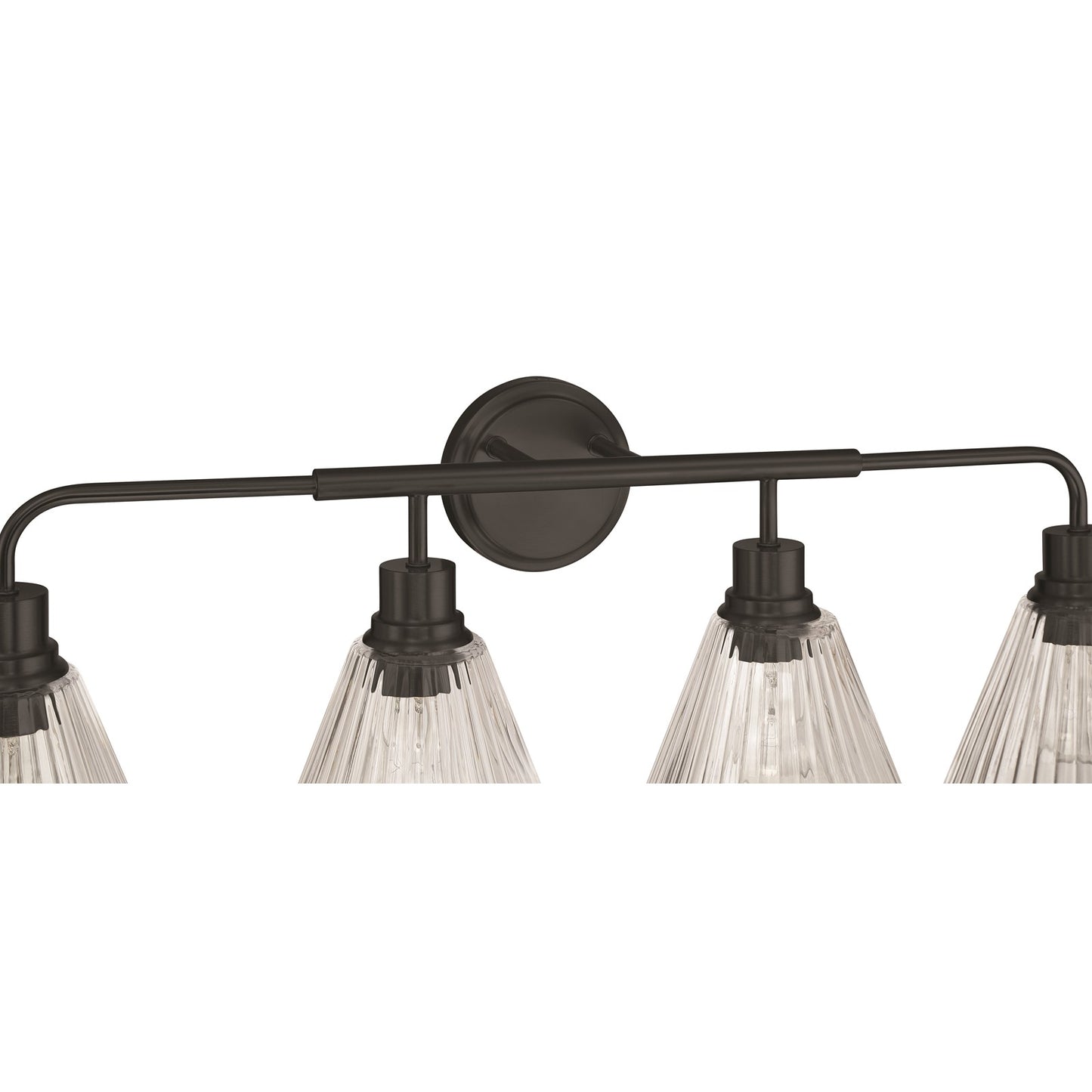 Craftmade Pleated 4 Light Vanity, Flat Black/Clear Pleated