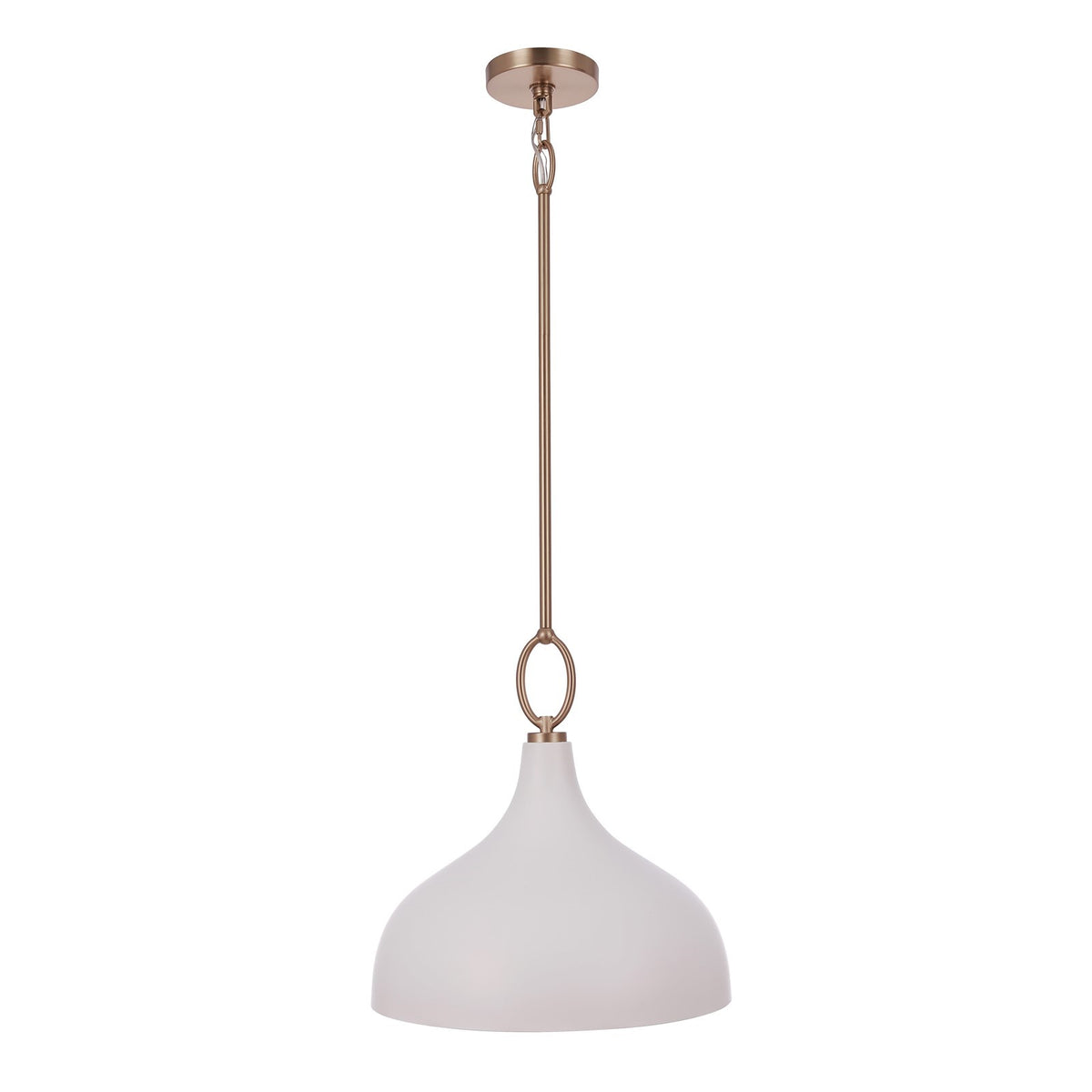 Craftmade Kellie 14in 1-Light Pendant | Modern White and Satin Brass Glass | Kitchen Island & Dining Room | 14 x 14.5 in | Model 61492-WSB