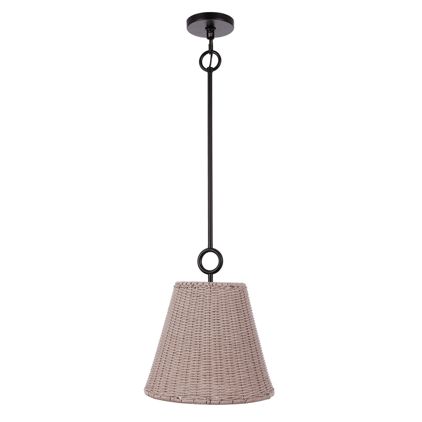Craftmade Kirsten 1 Lt 12" Pendant, Black (Wht Rattan), Black