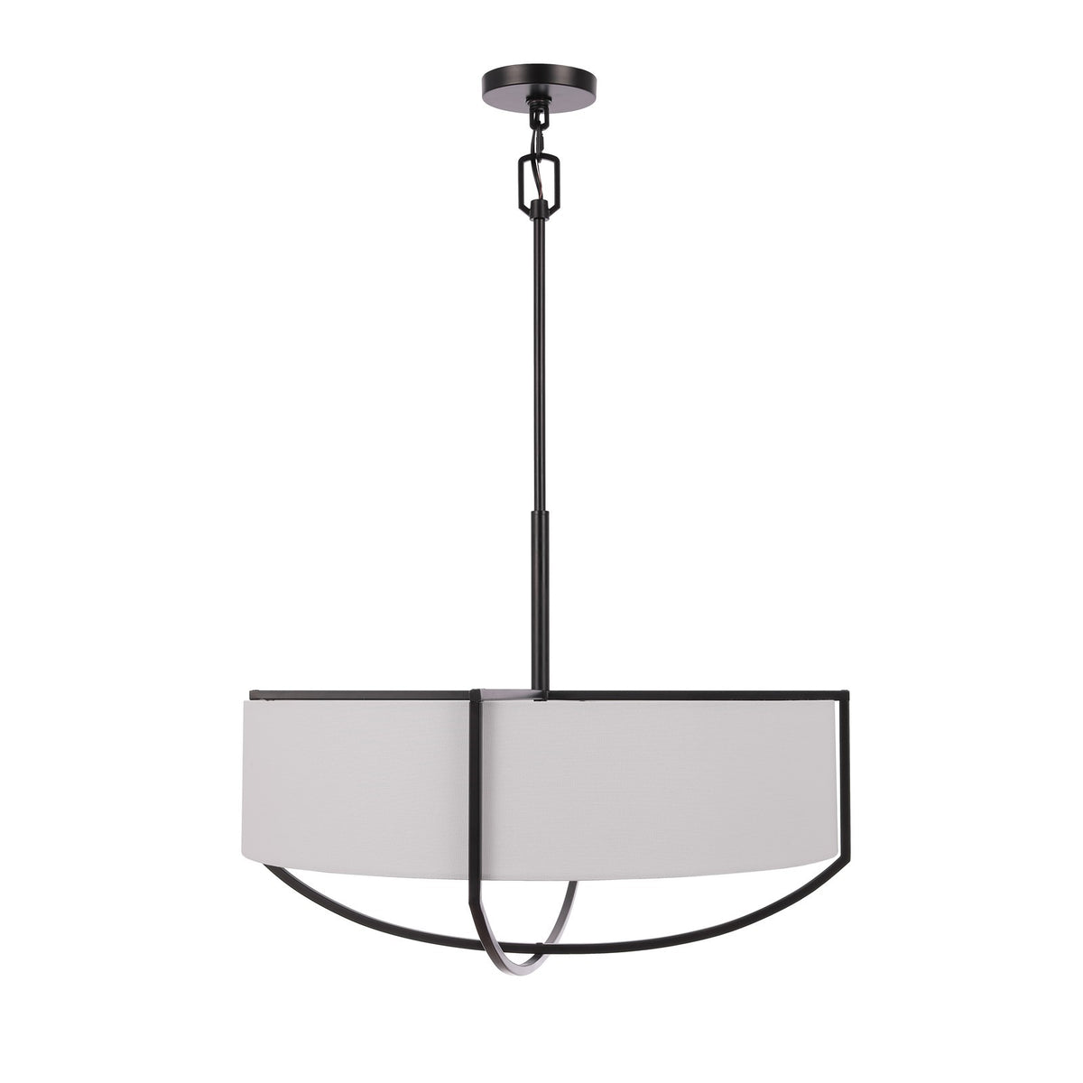 Craftmade Banks 24.5in 6-Light Pendant | Modern Flat Black Steel and White Linen | Kitchen Island & Dining Room | 24.5 x 18 in | Model 62096-FB