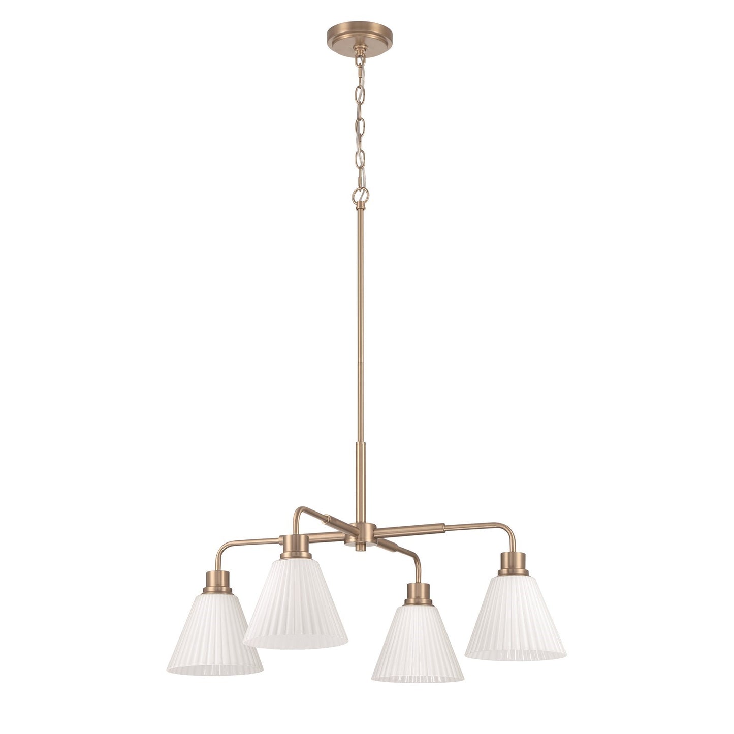Craftmade Pleated II 4Lt Chandelier, Brz/Cased White Glass, Bronze