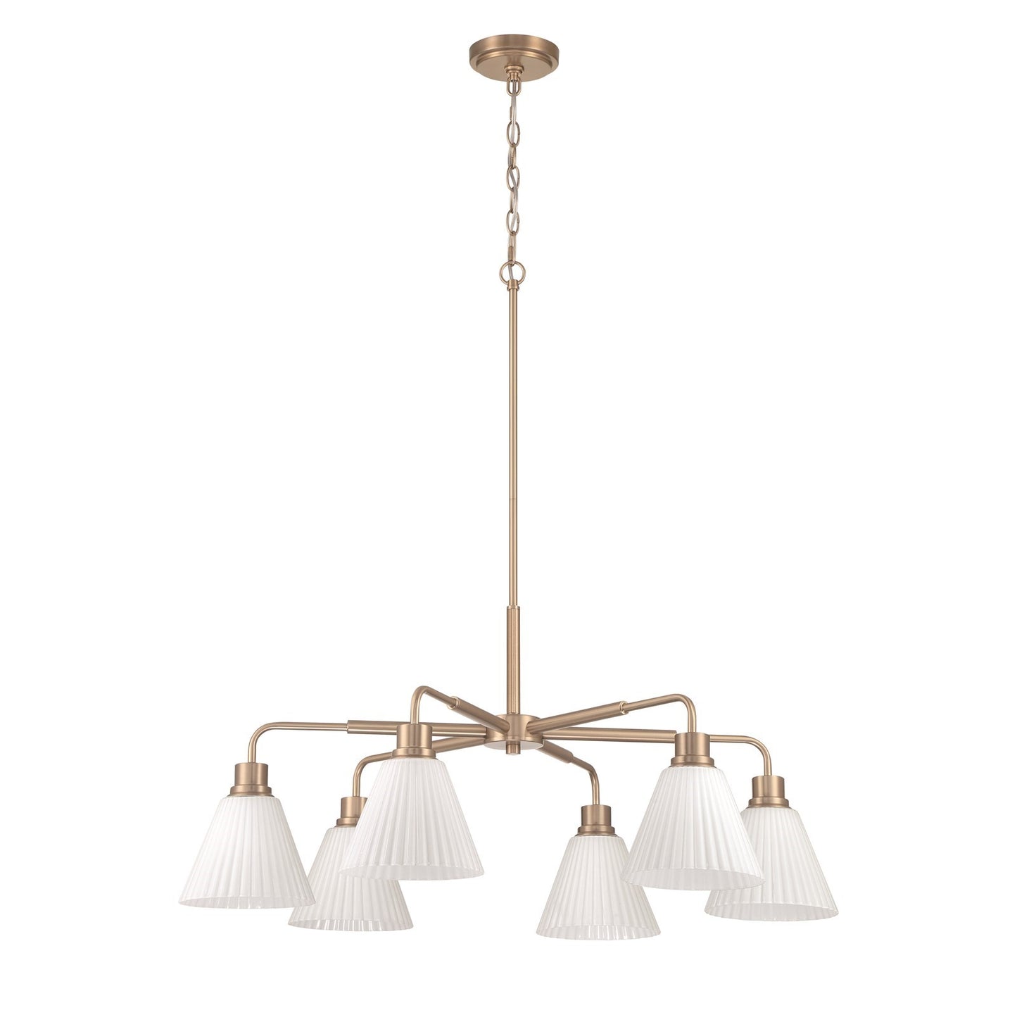 Craftmade Pleated II 6Lt Chandelier, Brz/Cased White Glass, Bronze
