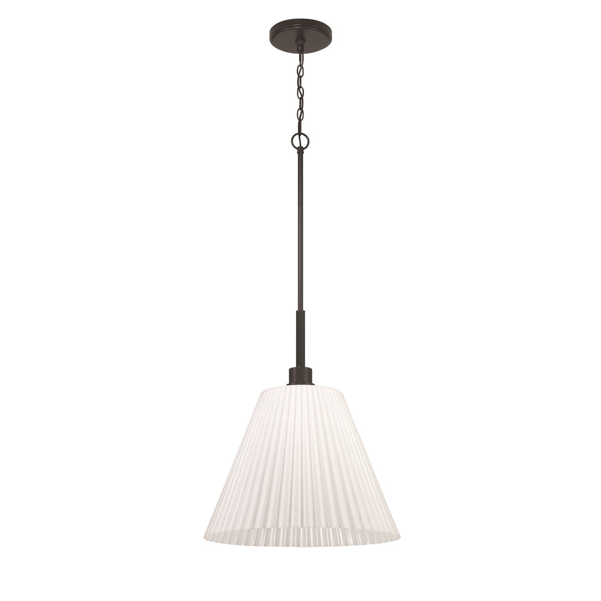 Craftmade Pleated II 20in 1-Light Pendant | Contemporary Flat Black and Cased White Glass | Kitchen Island & Dining Room | Model 62393-FB