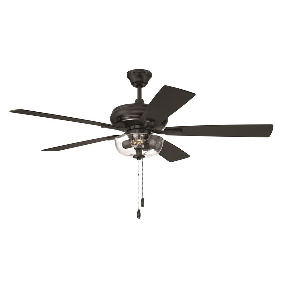 Craftmade Eos 52" 5-Blade Clear 2Lt Bowl Ceiling Fan, Black/GW - ECF201FB5-FBGW