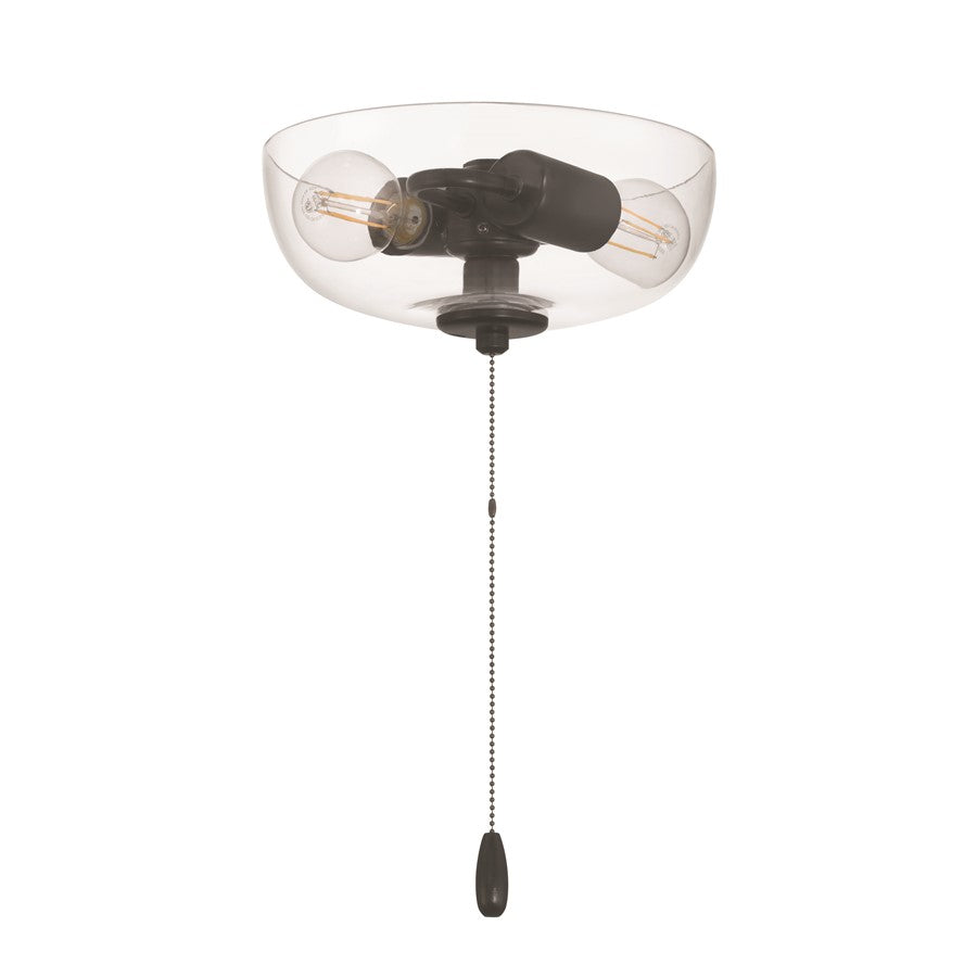 Craftmade 2 Light Bowl Light Kit, Flat Black (Clear Glass) - LK2601-2L-FB