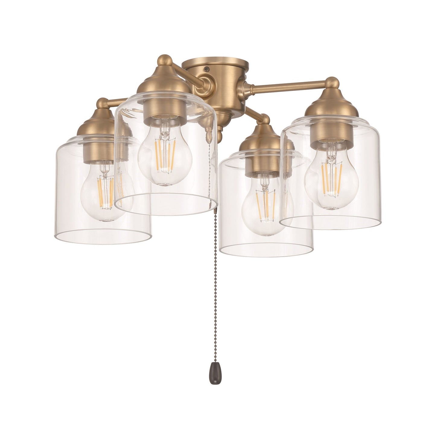 Craftmade LK2606 16in 4-Light Ceiling Fan Light Kit | Satin Brass Steel and Clear Glass | Indoor Living Room & Bedroom | 8in | Model LK2606-4L-LED-SB