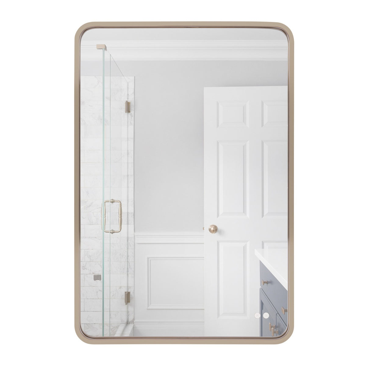 Craftmade Monica 24x36in LED Mirror | Satin Brass Aluminum Frame | Bathroom Vanity & Powder Room | 2110 Lumens, 3000-5000K | Model MIR2418RRT-SB3C