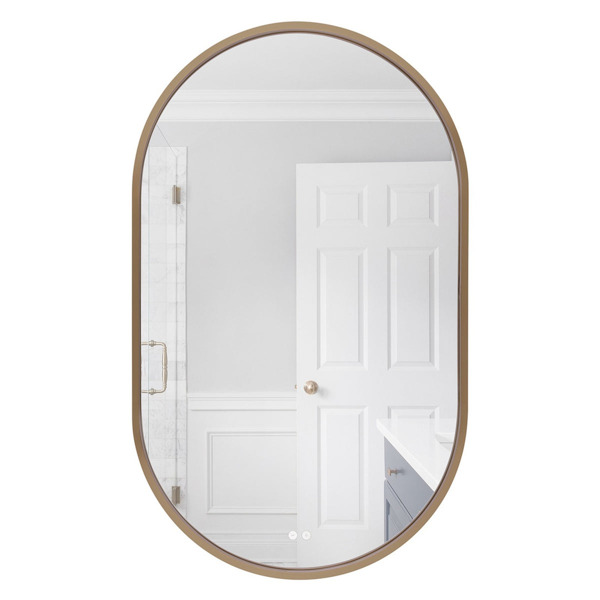 Craftmade Rachel 24x40in Oval LED Mirror | Satin Brass Aluminum Frame | Bathroom Vanity & Powder Room | 2640 Lumens | Model MIR2421OVL-SB3C
