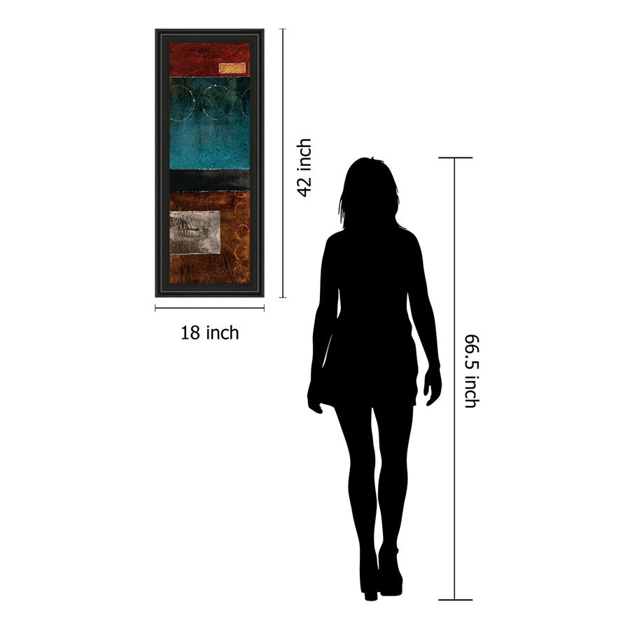 Classy Living Linear Depth Wall Art 18x42in | Transitional Abstract Mixed Media on Paper in Black MDF Frame | Living Room & Office Decor | 1 | Model 1175