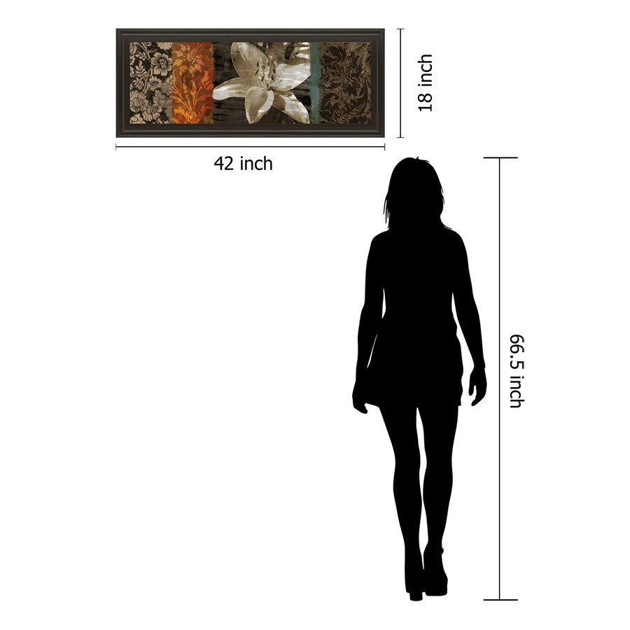 Classy Living Evanescent Lily 42x18in Wall Art | Transitional Rectangle Graphic Art in Dark Chocolate MDF Frame | Living Room, Bedroom & | Model 1177
