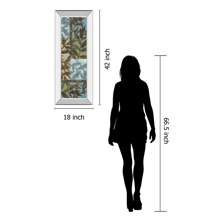 Classy Living Leaves I 18x42in Rectangular Wall Art | Transitional Botanical Paper on Mirrored Frame | Living Room & Bedroom Decor | 18 x | Model 1182MF