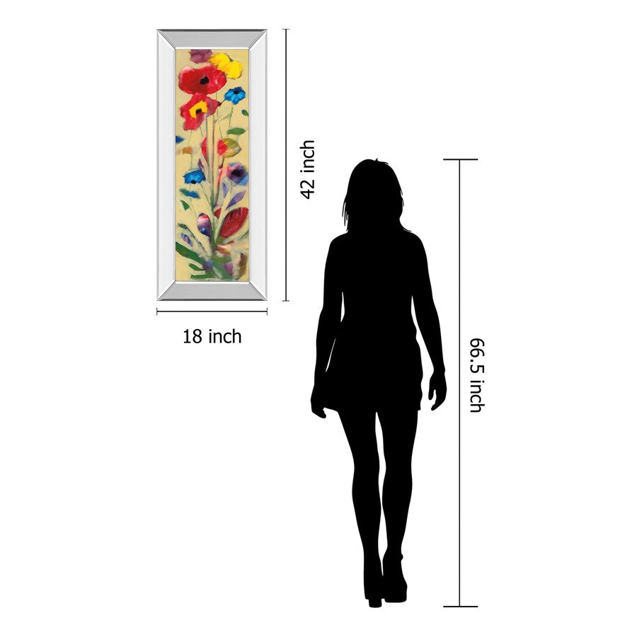 Classy Living Wildflower Burst 18x42in Wall Art | Contemporary Mixed Media with Mirrored Frame | Living Room & Bedroom Botanical Decor | 18 | Model 1304MF