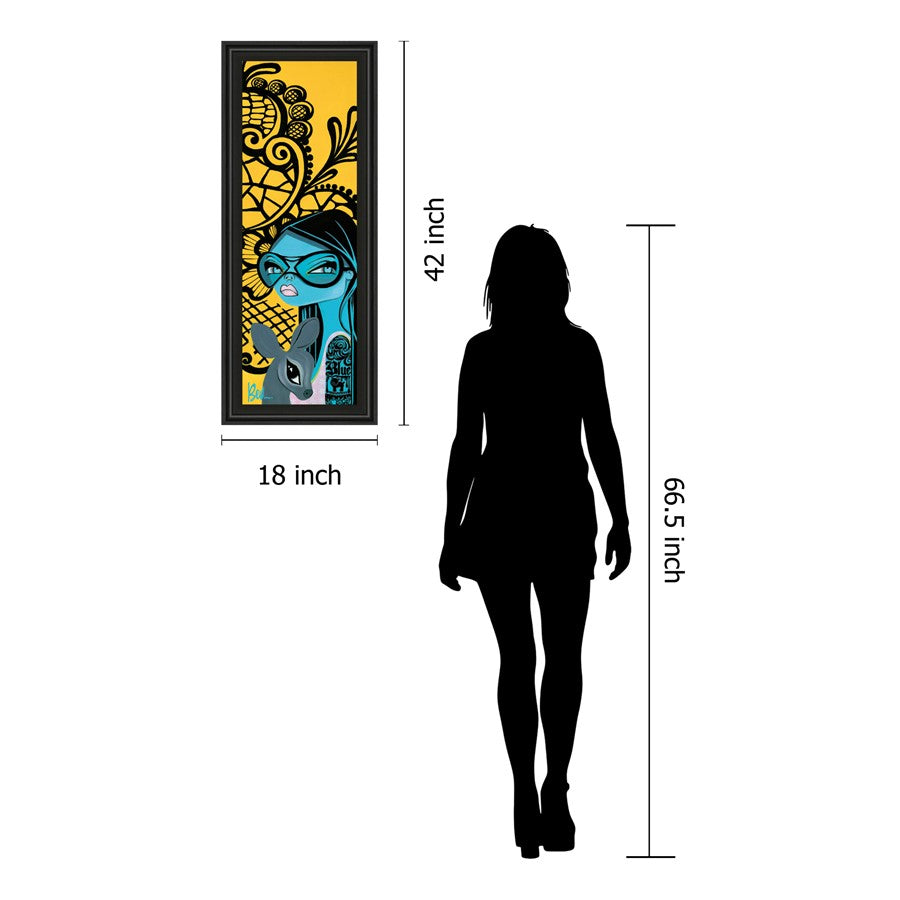 Classy Living Ink Chiffon II 18x42in Wall Art | Contemporary Mixed Media on Paper, Black MDF Frame | Living Room & Office Statement Piece | Model 1352
