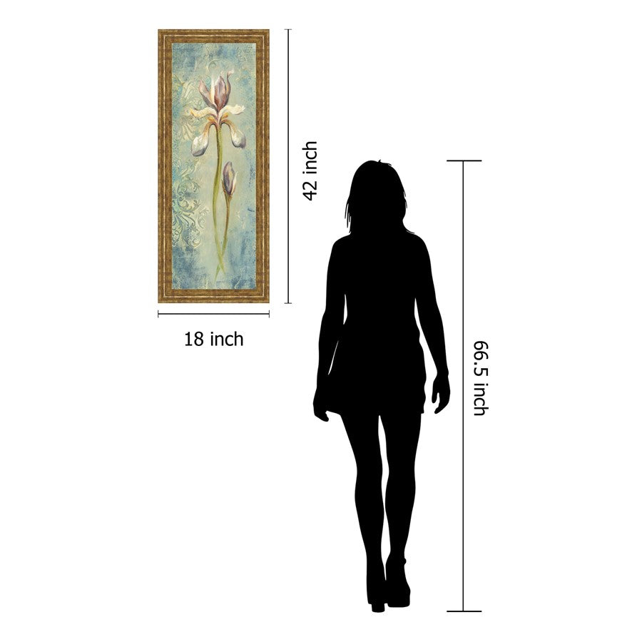 Classy Living Serene Iris 18x42in Vertical Wall Art | Contemporary Gilded Radiance MDF Frame with Real Glass | Living Room, Bedroom & Office | Model 1397