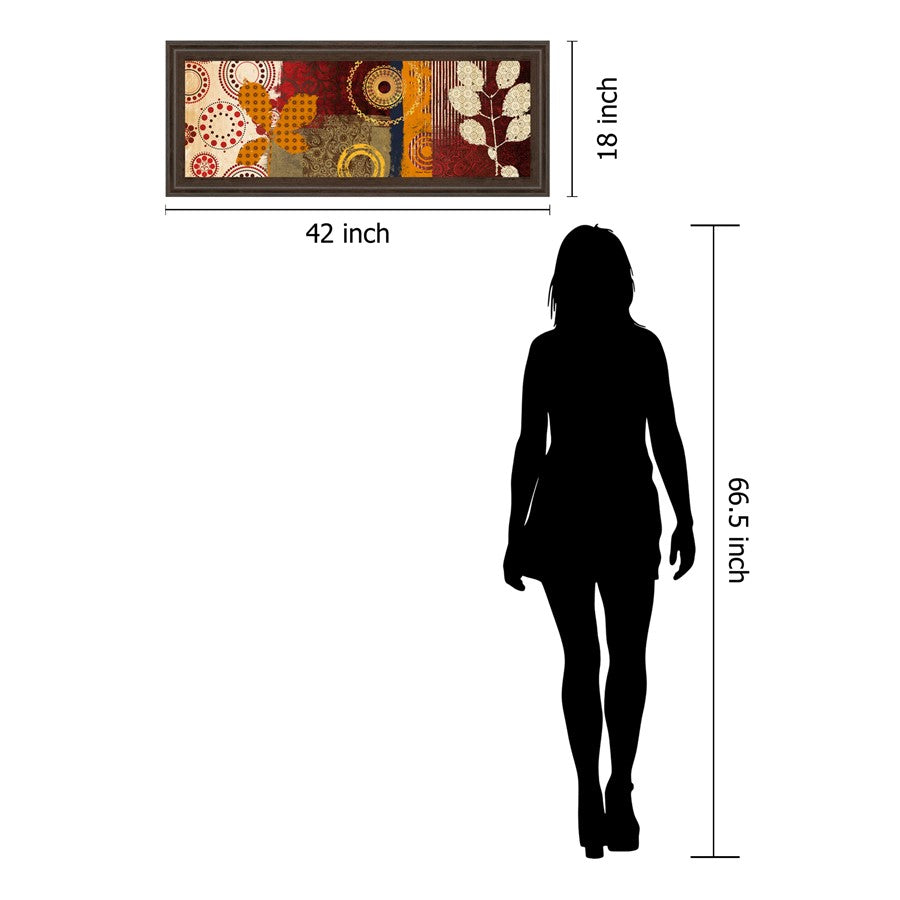Classy Living Retro Botanical Burst Wall Art 42x18in | Contemporary Cinnamon Mocha Framed Print | Living Room & Office Decor | 42 x 18 x 1 in | Model 1460