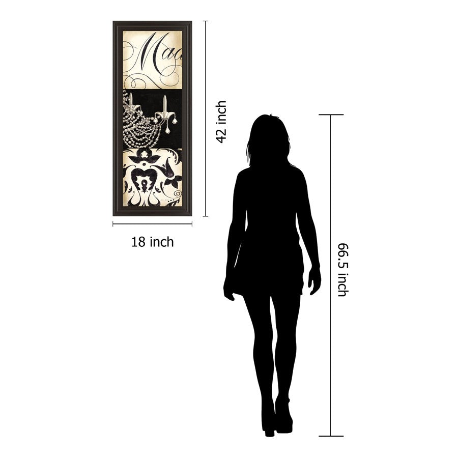 Classy Living Chandelier Elegance 18x42in Wall Art | Contemporary Dark Chocolate MDF Frame and Paper Print | Living Room & Bedroom Statement | Model 1464