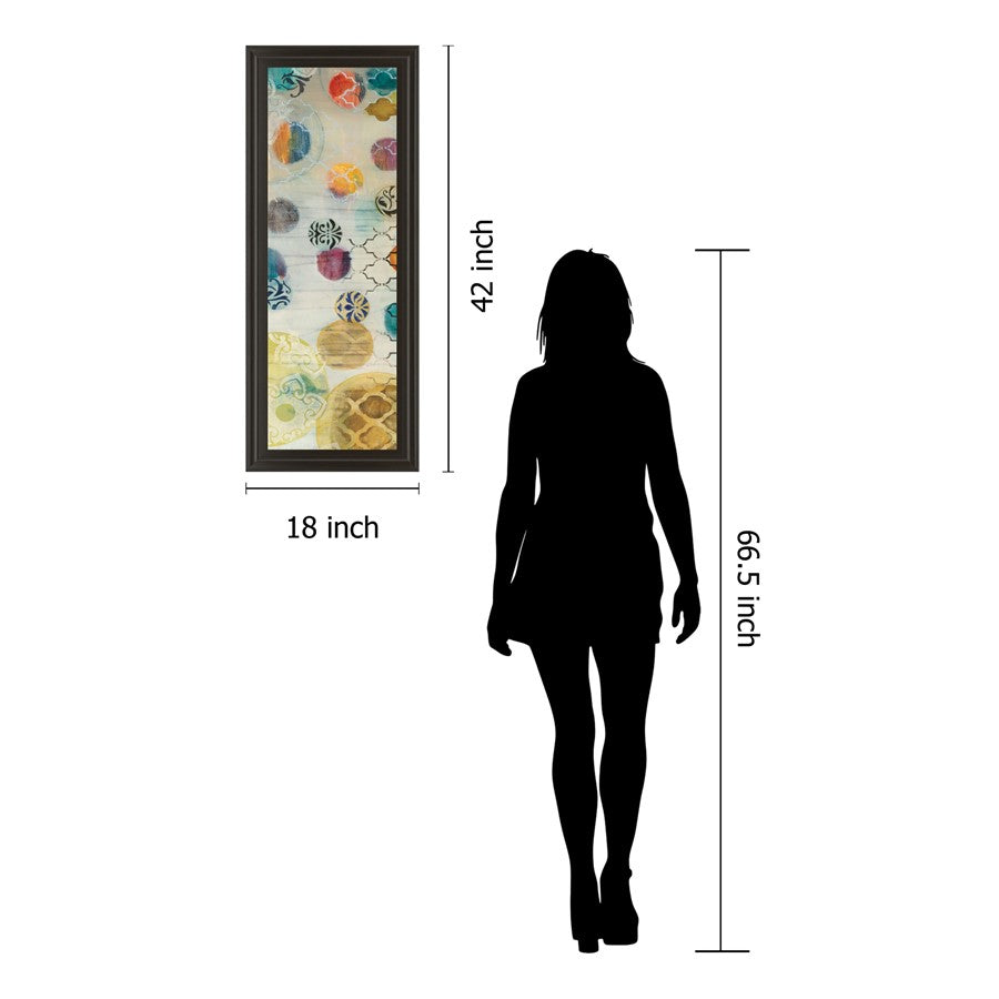 Classy Living Casa Blanca Circles Wall Art 18x42in | Contemporary Multicolor Paper on MDF in Dark Chocolate Frame | Living Room & Bedroom | Model 1520