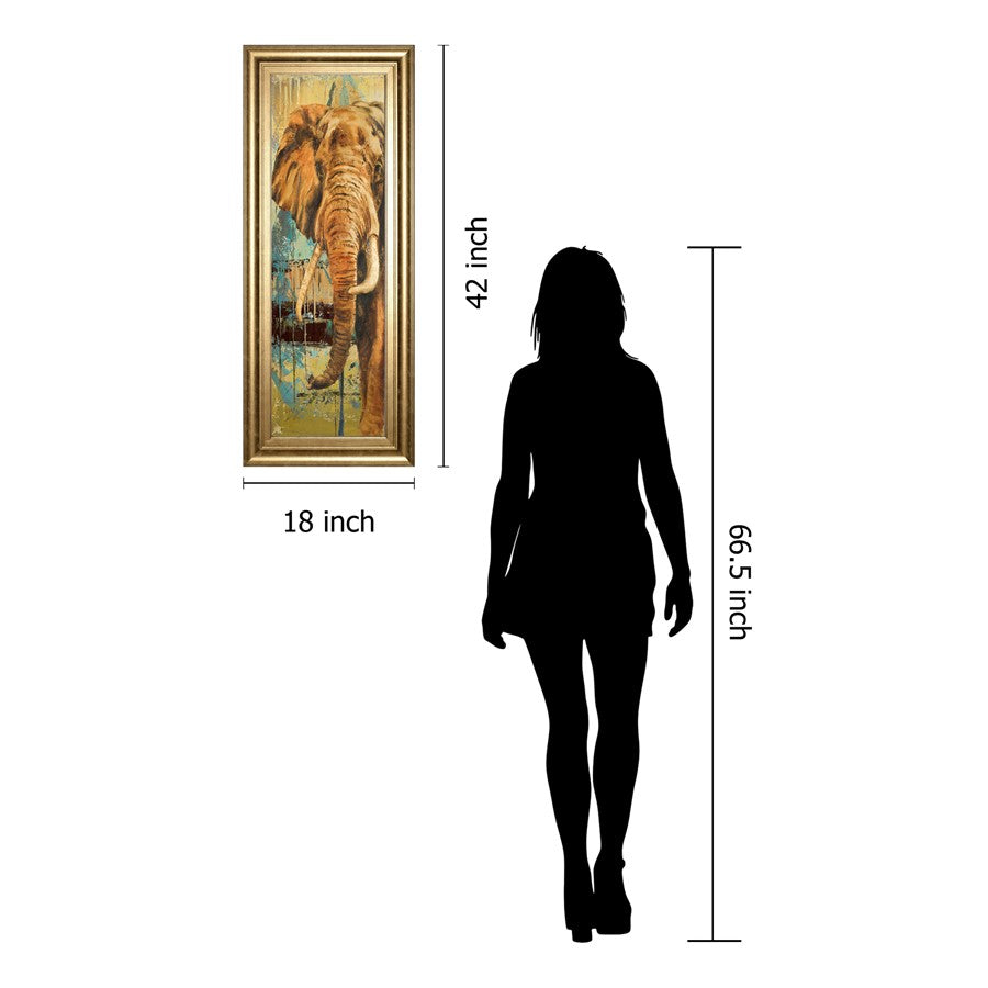 Classy Living Majestic Elephant 18x42in Wall Art | Contemporary Gilded Radiance MDF Frame | Living Room, Bedroom & Office Decor | 18 x 42 x 1 | Model 1535