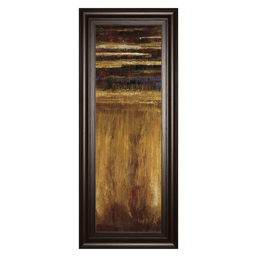 Classy Living Golden Layers Wall Art 18x42in | Contemporary Multicolor Abstract on Paper in Dark Chocolate MDF Frame | Living Room & Office | Model 1656
