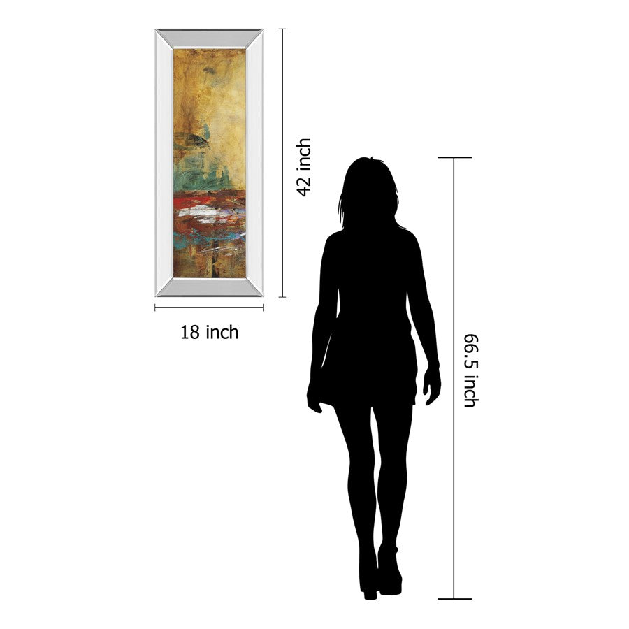 Classy Living Villarreal Santos I 42in Tall Rectangular Wall Art | Contemporary Multicolor Abstract on Mirrored Frame | Living Room & | Model 1667MF