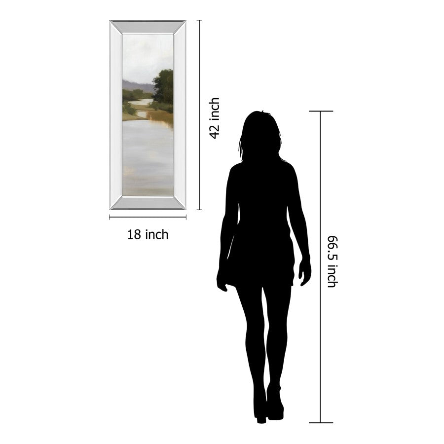Classy Living Tranquil River Path 18x42in Wall Art | Transitional Mirrored Frame | Living Room & Office Decor | 18 x 42 x 3 in | Model 1689MF