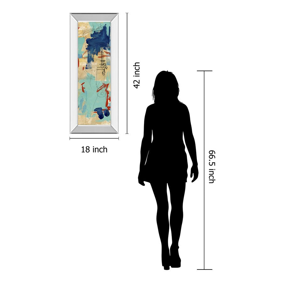 Classy Living Abstract Fusion Wall Art 18x42in | Contemporary Multicolor Abstract on Paper in Mirrored Frame | Living Room & Office | Model 1722MF