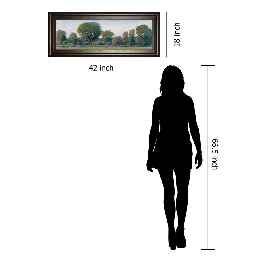 Classy Living Treeline Panorama Wall Art 42x18in | Traditional Landscape in Dark Chocolate MDF Frame | Living Room & Office Wall Decor | 1 x | Model 1740