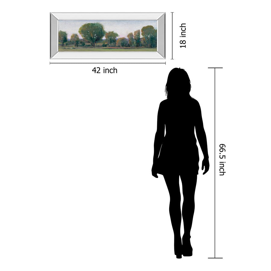 Classy Living Treeline 42x18in Panorama Wall Art | Traditional Landscape with Mirrored Frame | Living Room & Office Decor | 42 x 18 x 3 in | Model 1740MF