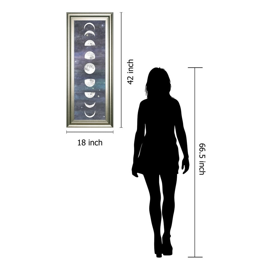 Classy Living Moon Phases Chart Wall Art 18x42in | Mid-Century Modern Silver Serenity Frame | Living Room & Office Decor | 1 x 18 x 42 in | Model 1741