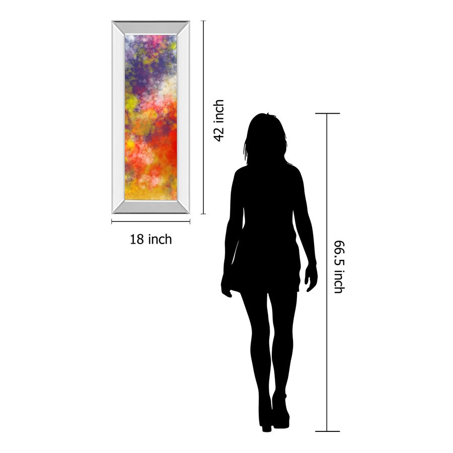 Classy Living Colorburst Dream 18x42in Vertical Wall Art | Transitional Multicolor Abstract on Paper in Mirrored Frame | Living Room & | Model 1754MF