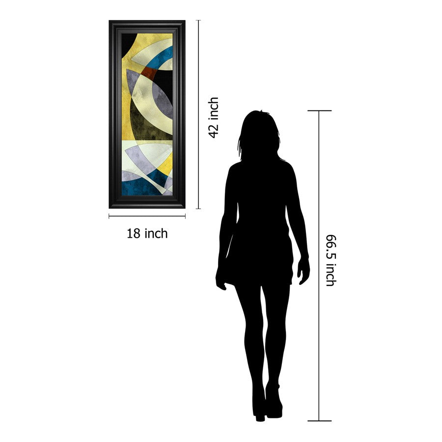 Classy Living Intersected Gleam 18x42in Abstract Wall Art | Contemporary Multicolor on Paper with Black MDF Frame | Living Room & Office | Model 1781