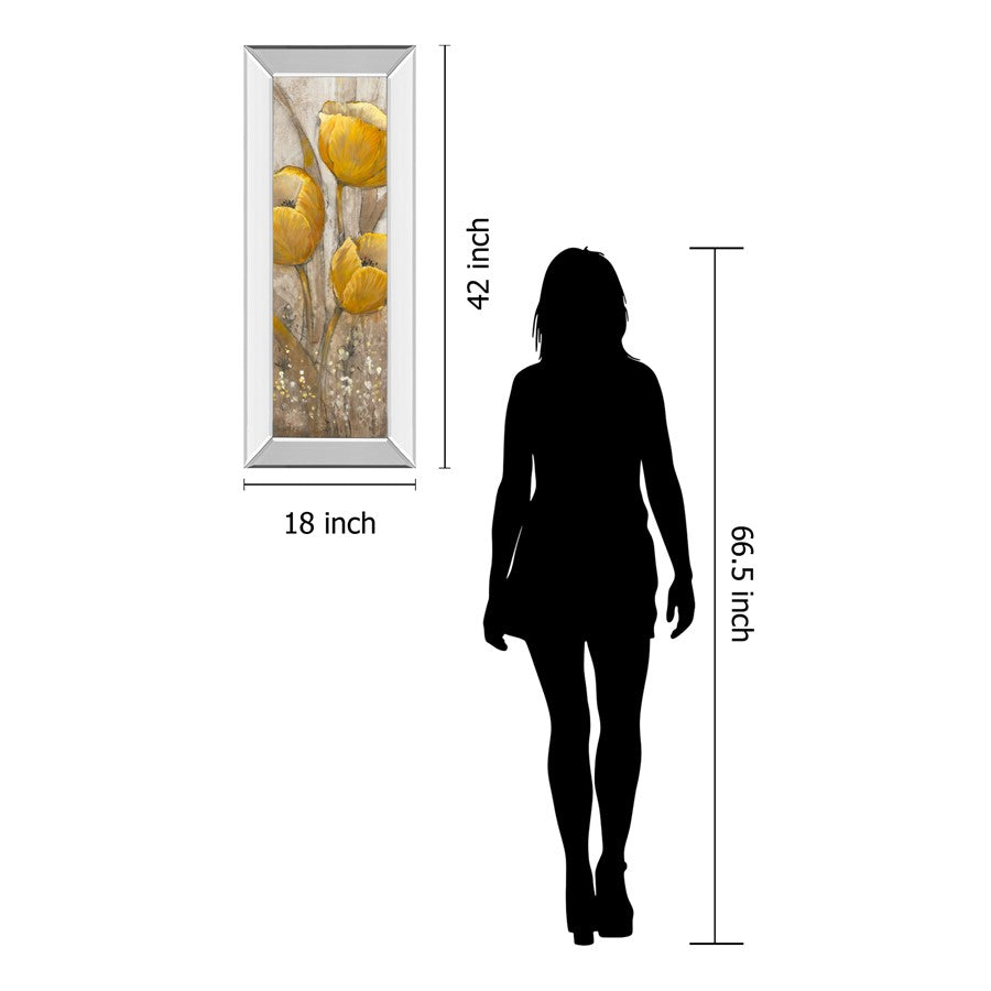 Classy Living Ochre Tulips II 18x42in Wall Art | Contemporary Botanical with Mirrored Frame | Living Room & Bedroom Decor | 18 x 42 x 3 in | Model 1832MF