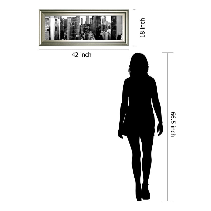 Classy Living Urban Vista 42x18in Wall Art | Contemporary Silver Serenity MDF Frame | Living Room & Office Decor | 42 x 18 x 1 in | Model 1836