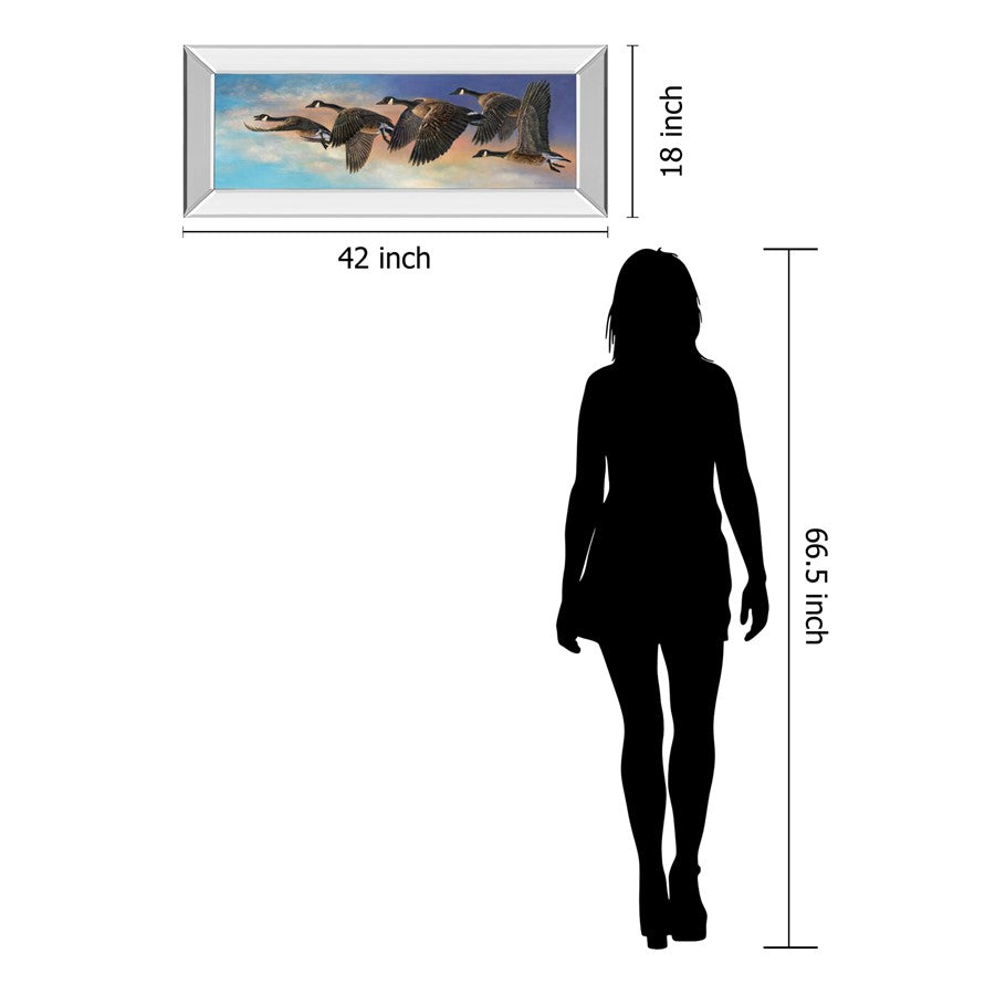 Classy Living Ethereal Flight 42x18in Wall Art | Contemporary Mirrored Frame | Living Room, Den & Office Decor | 42 x 18 x 3 in | Model 1847MF