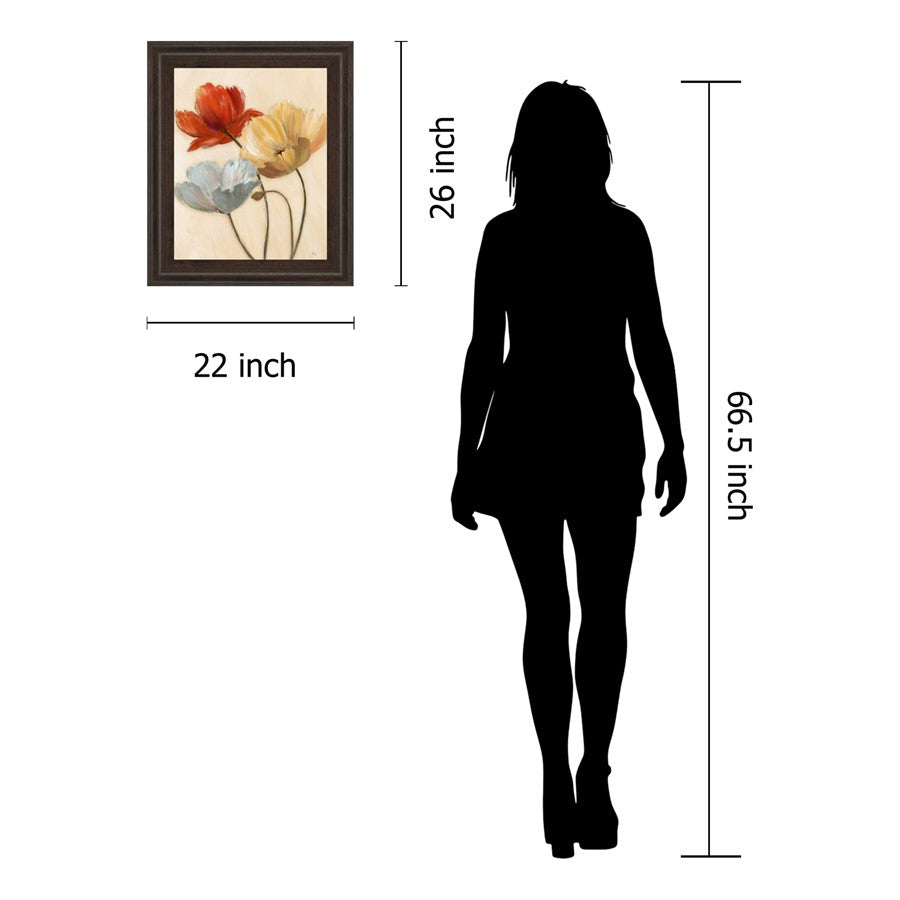 Classy Living Poppy Palette II 22x26in Wall Art | Traditional Botanical Print in Cinnamon Mocha MDF Frame | Living Room & Bedroom Decor | 1 x | Model 4815